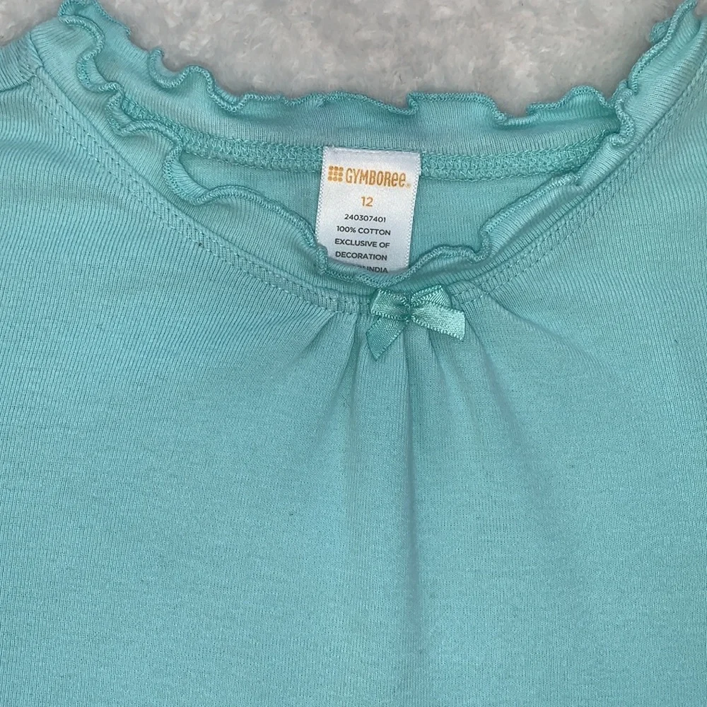 Gymboree Basic Mint Green/Blue Top Ruffle Neck 12